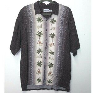 Mens Hawaiian Shirt Palm Trees XL Windham Pointe Short Sleeve Button Front EUC
